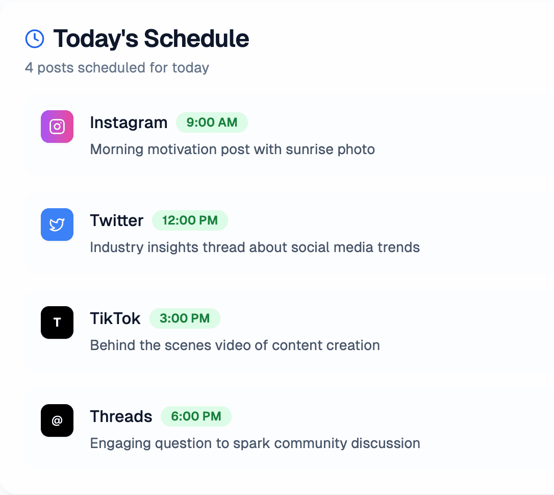 Today's schedule in Scheduler.social
