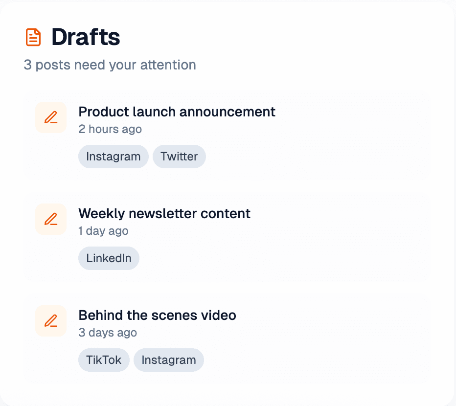 Drafts management in Scheduler.social