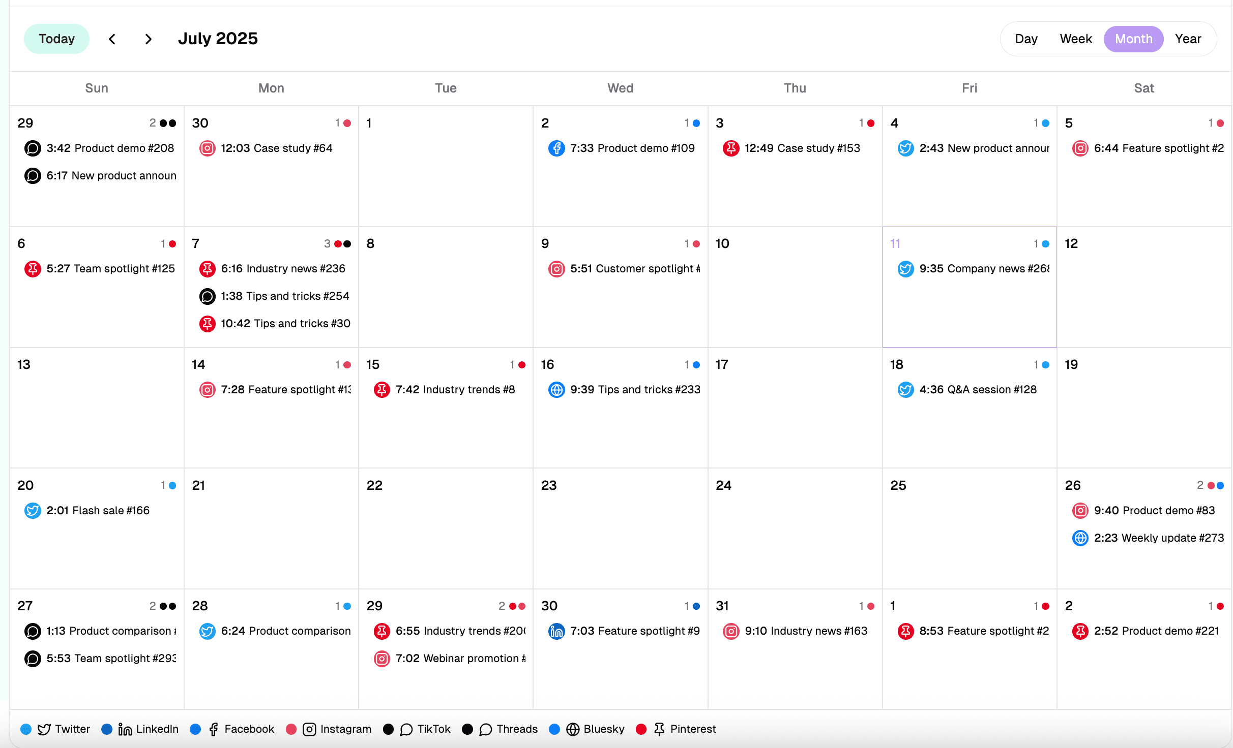 Calendar view in Scheduler.social
